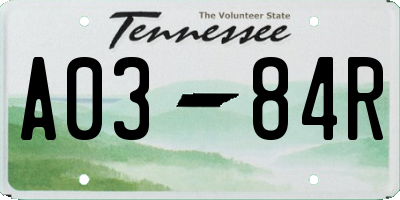TN license plate A0384R