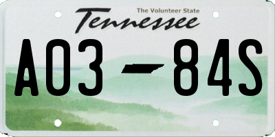 TN license plate A0384S