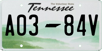 TN license plate A0384V