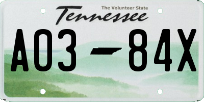 TN license plate A0384X
