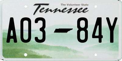 TN license plate A0384Y