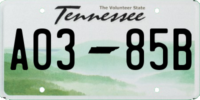 TN license plate A0385B