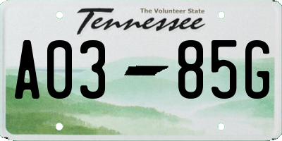 TN license plate A0385G