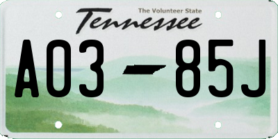 TN license plate A0385J