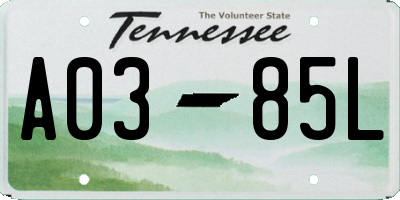 TN license plate A0385L