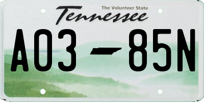 TN license plate A0385N