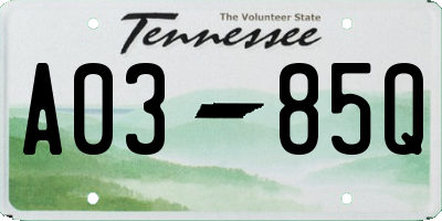 TN license plate A0385Q