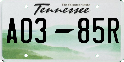 TN license plate A0385R