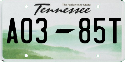 TN license plate A0385T