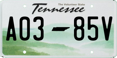 TN license plate A0385V