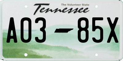 TN license plate A0385X