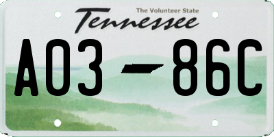 TN license plate A0386C