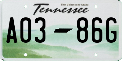 TN license plate A0386G