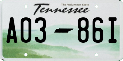 TN license plate A0386I