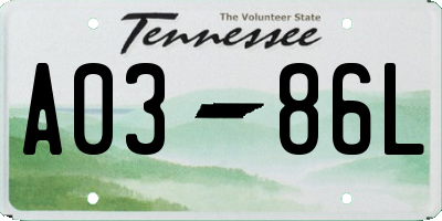 TN license plate A0386L