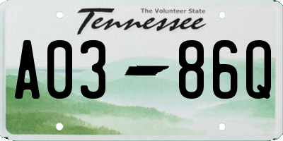 TN license plate A0386Q
