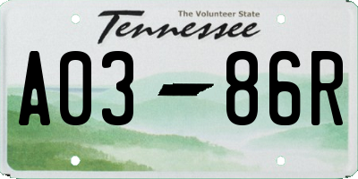 TN license plate A0386R
