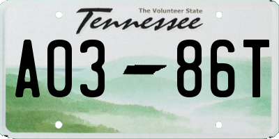 TN license plate A0386T