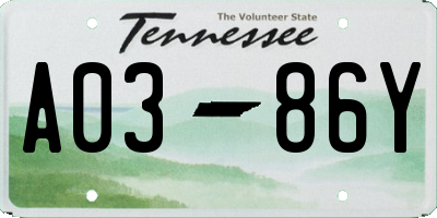 TN license plate A0386Y