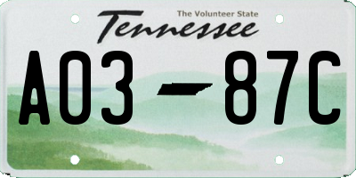 TN license plate A0387C