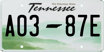 TN license plate A0387E