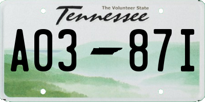 TN license plate A0387I