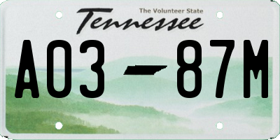 TN license plate A0387M