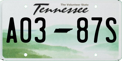 TN license plate A0387S