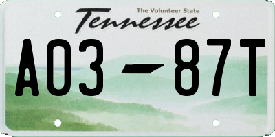 TN license plate A0387T