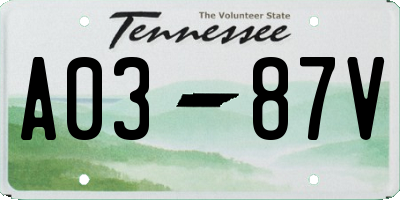 TN license plate A0387V