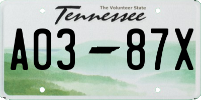 TN license plate A0387X