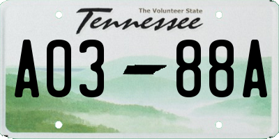 TN license plate A0388A