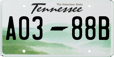 TN license plate A0388B