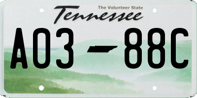TN license plate A0388C