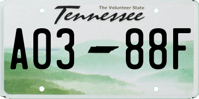 TN license plate A0388F