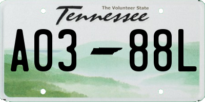 TN license plate A0388L