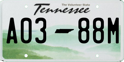 TN license plate A0388M