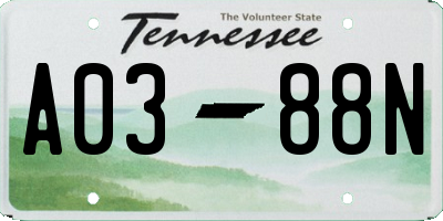 TN license plate A0388N