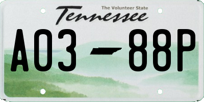TN license plate A0388P