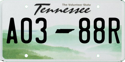TN license plate A0388R