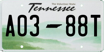 TN license plate A0388T