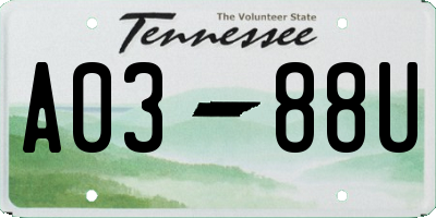 TN license plate A0388U
