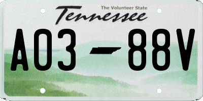 TN license plate A0388V