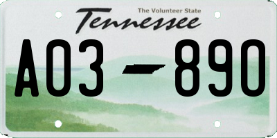 TN license plate A0389O