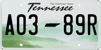 TN license plate A0389R