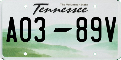 TN license plate A0389V