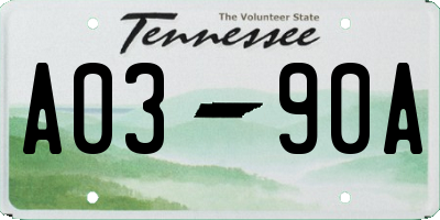 TN license plate A0390A