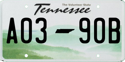 TN license plate A0390B