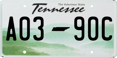 TN license plate A0390C