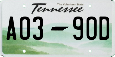 TN license plate A0390D